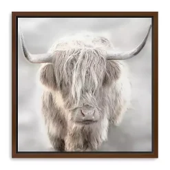 Kirklands Home Solo Highland Cow Framed Canvas Art Print, 40x40 Gray Online
