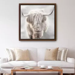 Kirklands Home Solo Highland Cow Framed Canvas Art Print, 40x40 Gray Online