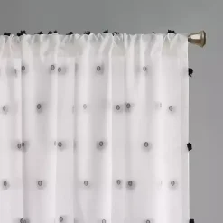 Kirklands Home Sophie Black Pom Pom Curtain Panel, 63 in. Outlet