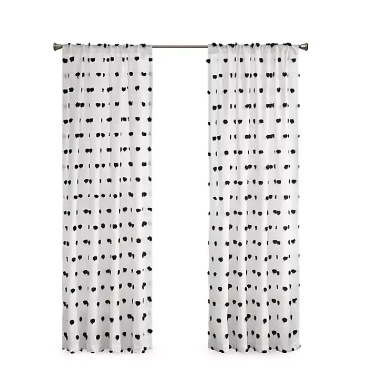 Kirklands Home Sophie Black Pom Pom Curtain Panel, 84 in. New