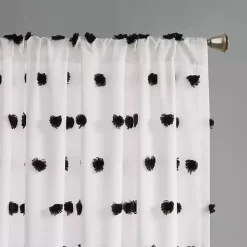 Kirklands Home Sophie Black Pom Pom Curtain Panel, 84 in. New
