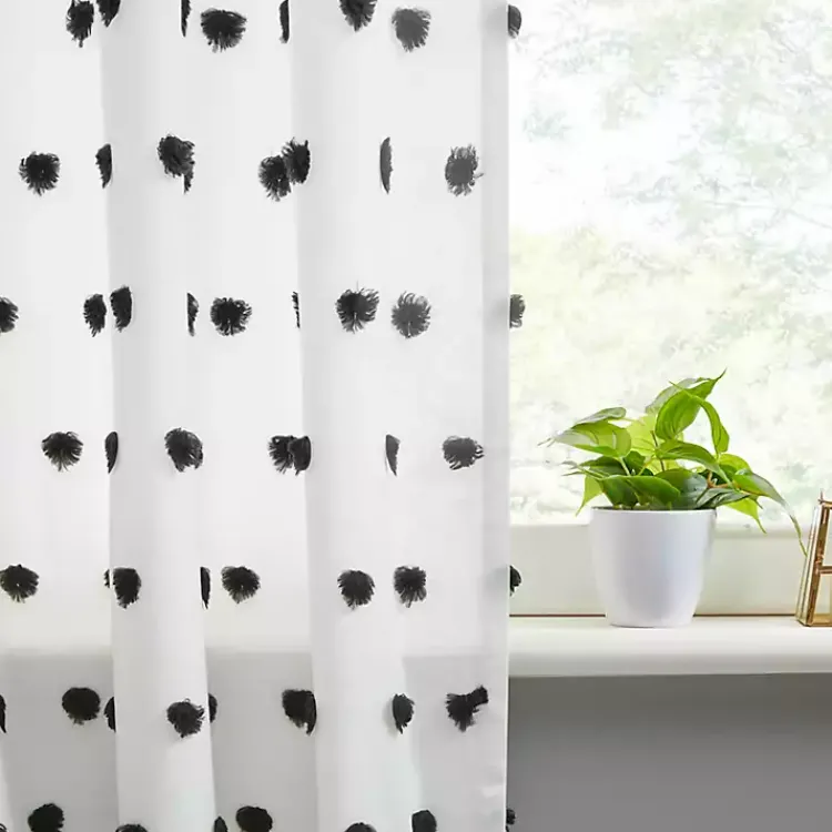 Kirklands Home Sophie Black Pom Pom Curtain Panel, 84 in. New