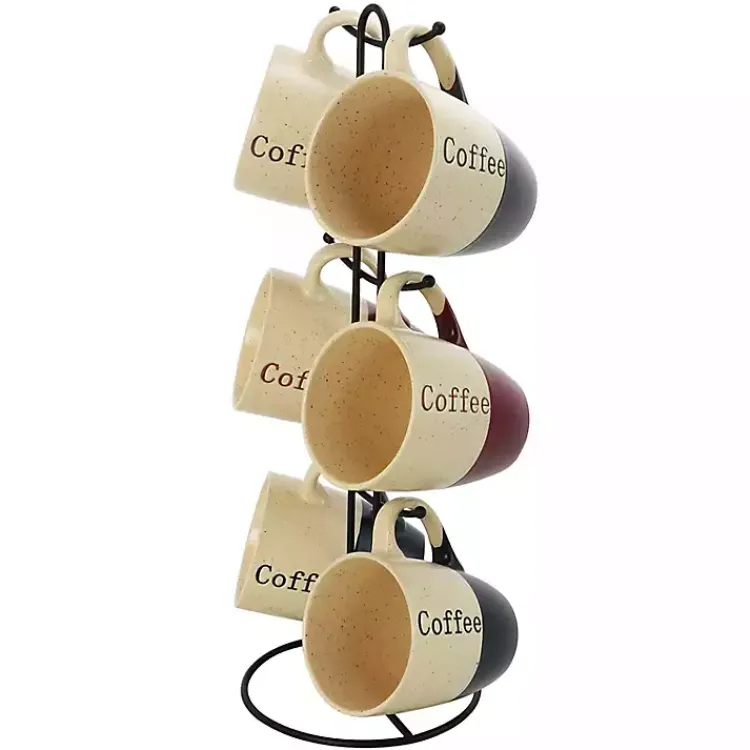 Kirklands Home Speckled 6-pc. Coffee Mugs with Stand Best