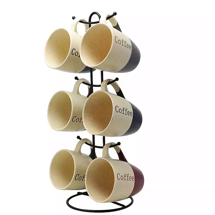 Kirklands Home Speckled 6-pc. Coffee Mugs with Stand Best