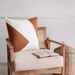 Pillows>Kirklands Home Spice & Ivory Geometric Colorblock Throw Pillow Orange