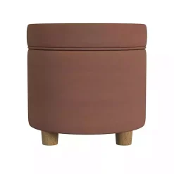 Kirklands Home Spice Round Velvet Storage Ottoman Brown Best