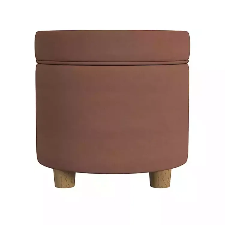 Kirklands Home Spice Round Velvet Storage Ottoman Brown Best