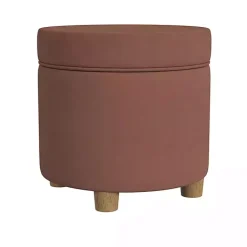 Kirklands Home Spice Round Velvet Storage Ottoman Brown Best