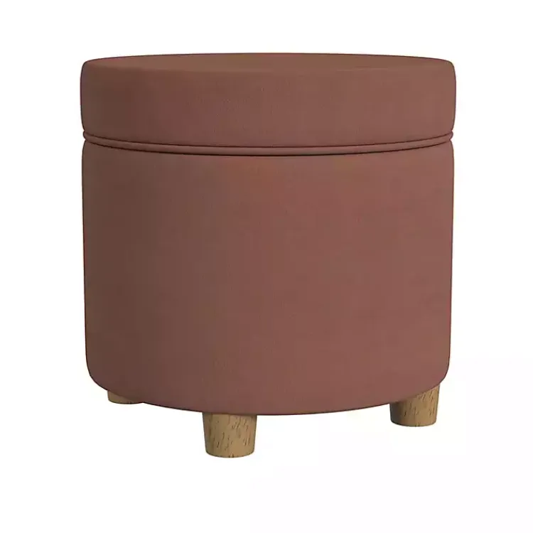 Kirklands Home Spice Round Velvet Storage Ottoman Brown Best