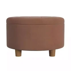 Kirklands Home Spice Round Velvet Tufted Storage Ottoman Brown Best