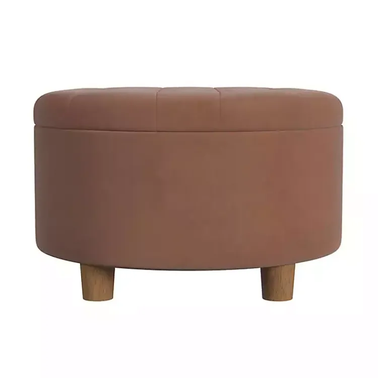 Kirklands Home Spice Round Velvet Tufted Storage Ottoman Brown Best