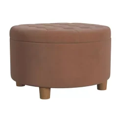 Kirklands Home Spice Round Velvet Tufted Storage Ottoman Brown Best