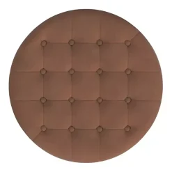 Kirklands Home Spice Round Velvet Tufted Storage Ottoman Brown Best