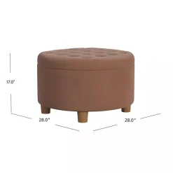 Kirklands Home Spice Round Velvet Tufted Storage Ottoman Brown Best