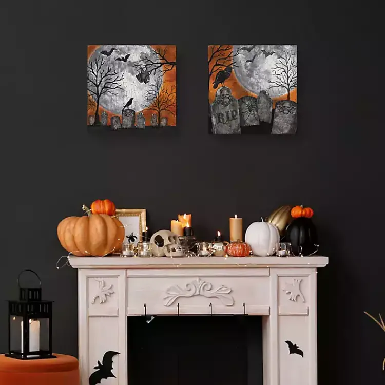 Halloween>Kirklands Home Spooky Graveyard Canvas Art Prints, Set of 2