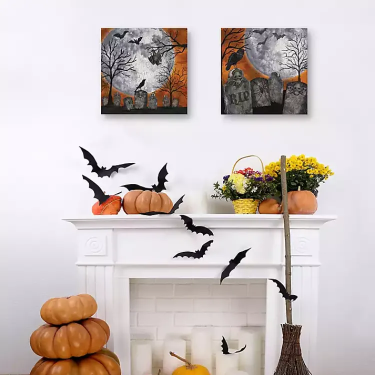 Halloween>Kirklands Home Spooky Graveyard Canvas Art Prints, Set of 2