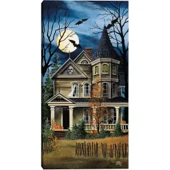 Halloween>Kirklands Home Spooky Haunted House Canvas Art Print Multi