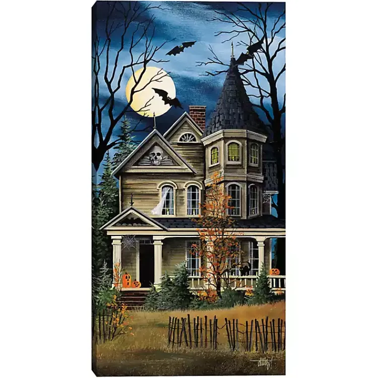 Halloween>Kirklands Home Spooky Haunted House Canvas Art Print Multi