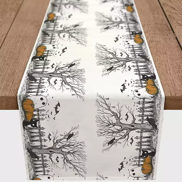 Halloween>Kirklands Home Spooky Tree Border Halloween Table Runner, 72 in.