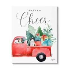 Christmas Art & Wall Decor>Kirklands Home Spread Cheer Red Truck Canvas Wall Plaque