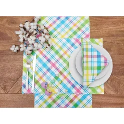 Easter Decorations>Kirklands Home Spring Blossom Plaid Napkins, Set of 6