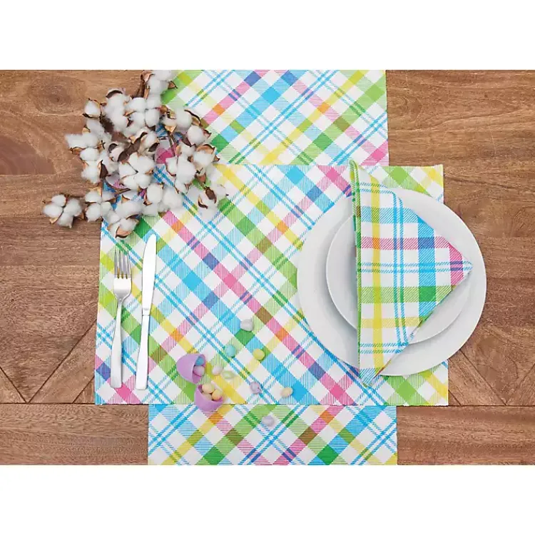 Easter Decorations>Kirklands Home Spring Blossom Plaid Placemats, Set of 6 Multi