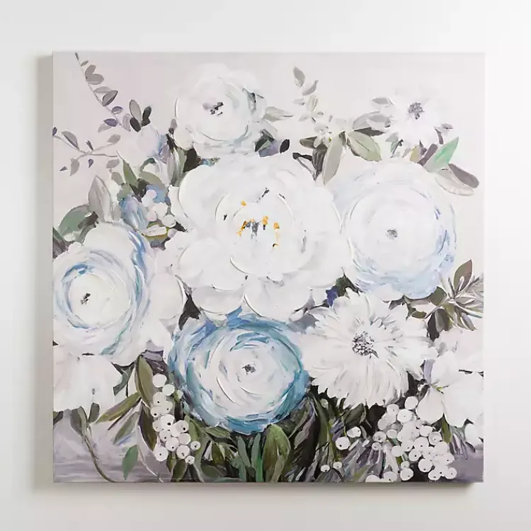 Kirklands Home Spring Blue Floral Bouquet Canvas Art Print New