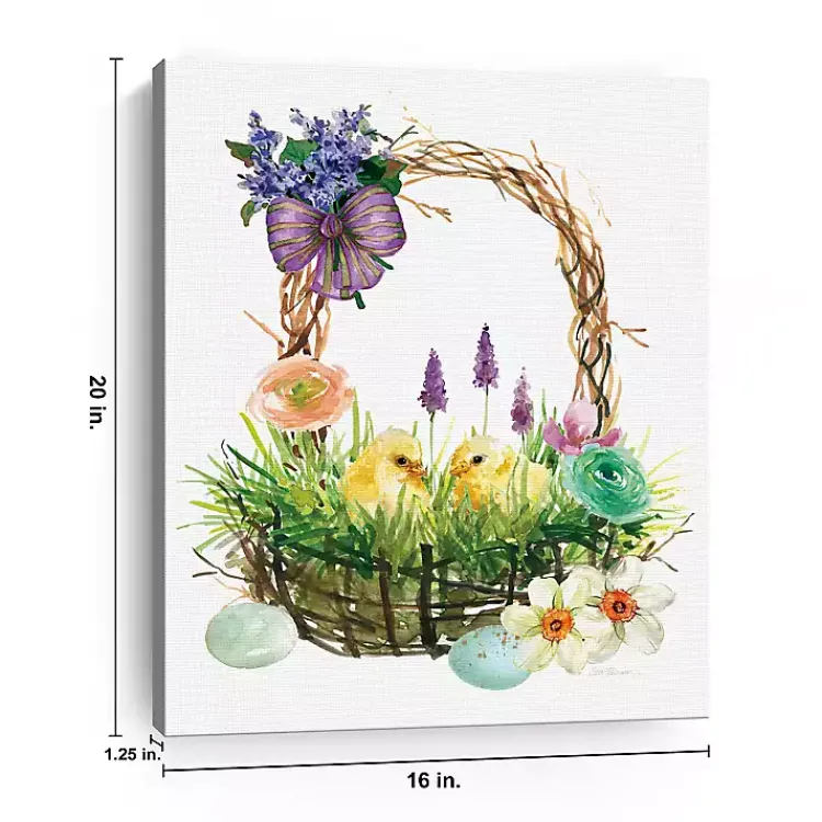 Easter Decorations>Kirklands Home Spring Chicks in a Basket Canvas Art Print