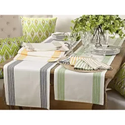 Kirklands Home Spring Green Striped Border Table Runner Clearance