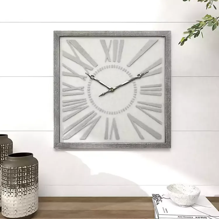 Kirklands Home Square Galvanized Metal Wall Clock Clearance