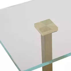 Kirklands Home Square Glass and Marble Accent Table White New