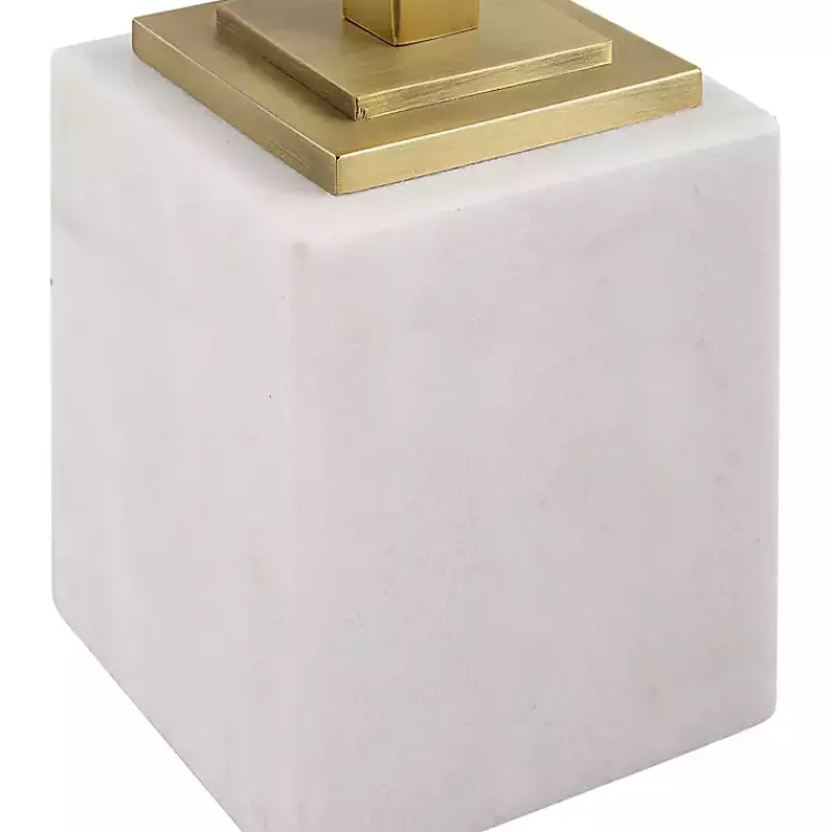 Kirklands Home Square Glass and Marble Accent Table White New