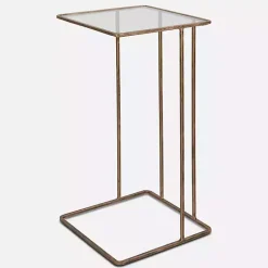 Kirklands Home Square Camus Accent Table Gold Sale