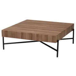 Kirklands Home Square Light Wood X Base Coffee Table Brown Hot
