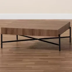 Kirklands Home Square Light Wood X Base Coffee Table Brown Hot