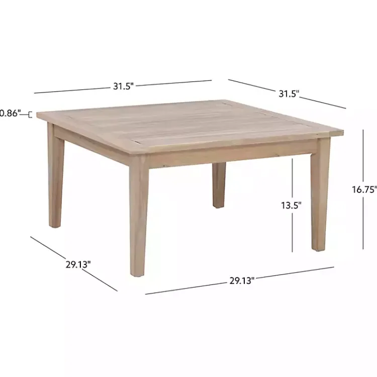 Kirklands Home Square Natural Wood Slatted Outdoor Coffee Table Tan