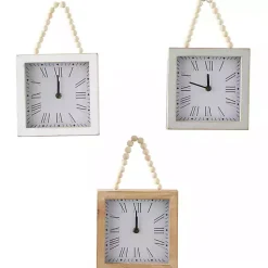 Kirklands Home Square Wood Beaded Wall Clocks, Set of 3