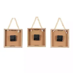 Kirklands Home Square Wood Beaded Wall Clocks, Set of 3