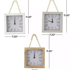 Kirklands Home Square Wood Beaded Wall Clocks, Set of 3