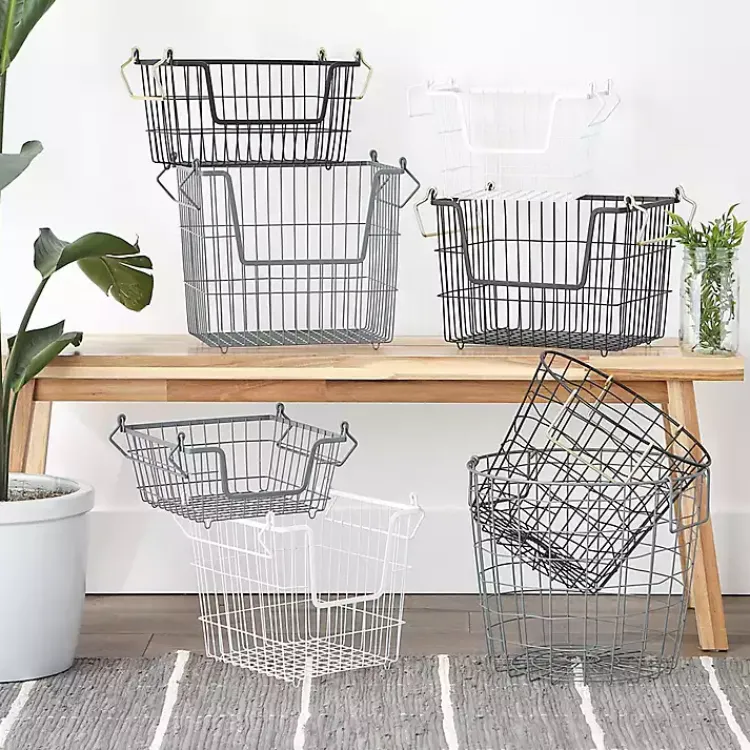 Kirklands Home Stackable Wire Kitchen Basket, 8 in. Black Hot