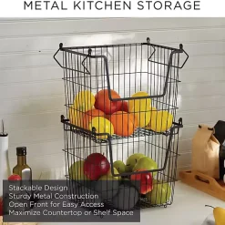 Kirklands Home Stackable Wire Kitchen Basket, 8 in. Black Hot