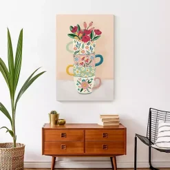 Kirklands Home Stacked Floral Mugs Canvas Art Print