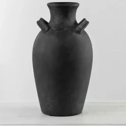Vases>Kirklands Home Stamos Matte Terracotta Vase, 14 in. Black