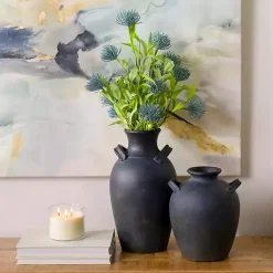 Vases>Kirklands Home Stamos Matte Terracotta Vase, 14 in. Black