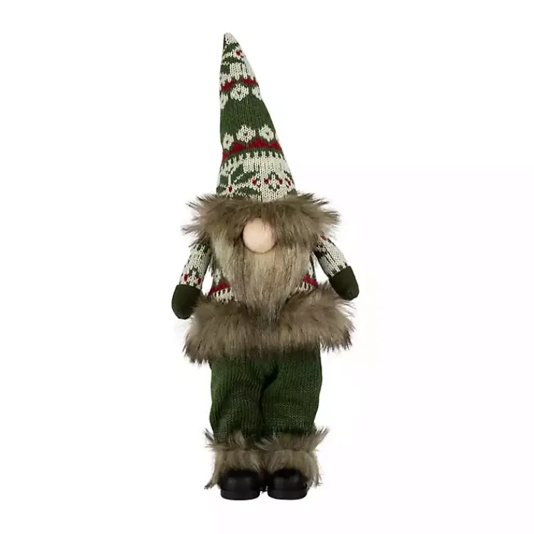 Christmas Decorations>Kirklands Home Standing Gnome with Knitted Christmas Outfit Green