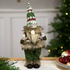Christmas Decorations>Kirklands Home Standing Gnome with Knitted Christmas Outfit Green