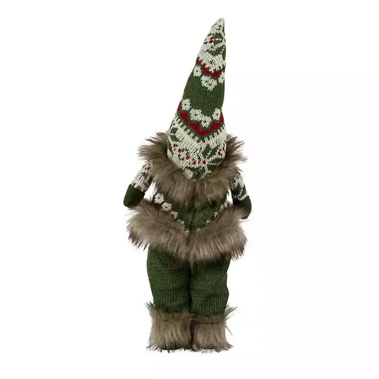 Christmas Decorations>Kirklands Home Standing Gnome with Knitted Christmas Outfit Green