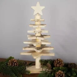 Christmas Decorations>Kirklands Home Star Cutout Wooden Tabletop Christmas Tree, 16 in. Tan