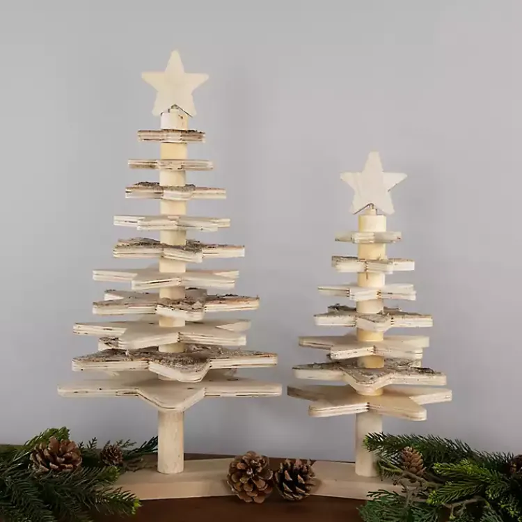 Christmas Decorations>Kirklands Home Star Cutout Wooden Tabletop Christmas Tree, 16 in. Tan