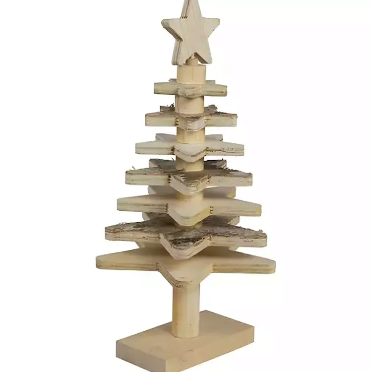 Christmas Decorations>Kirklands Home Star Cutout Wooden Tabletop Christmas Tree, 16 in. Tan